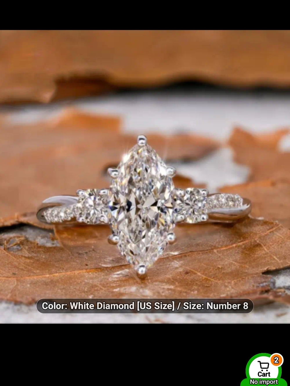 White Diamond Marquise Engagement Ring - Classic Sparkle